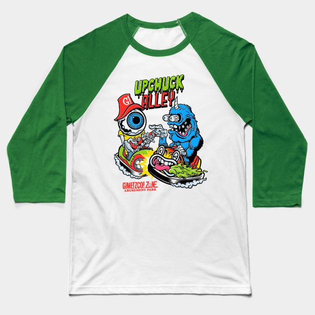 Upchuck Alley - front/back Baseball T-Shirt by GiMETZCO!